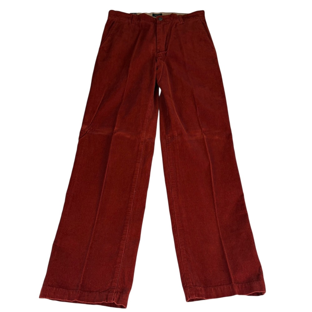 IZOD Tailgate Corduroy Straight Leg Pants Men 32W 32L Rust Red Flat Front NWT